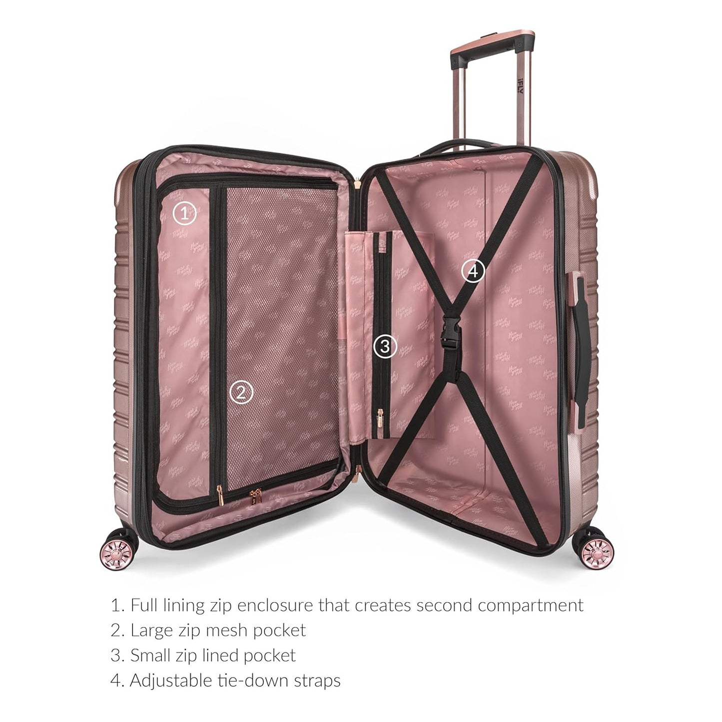 iFLY Fibertech 3-Piece Luggage Set - Rose Gold