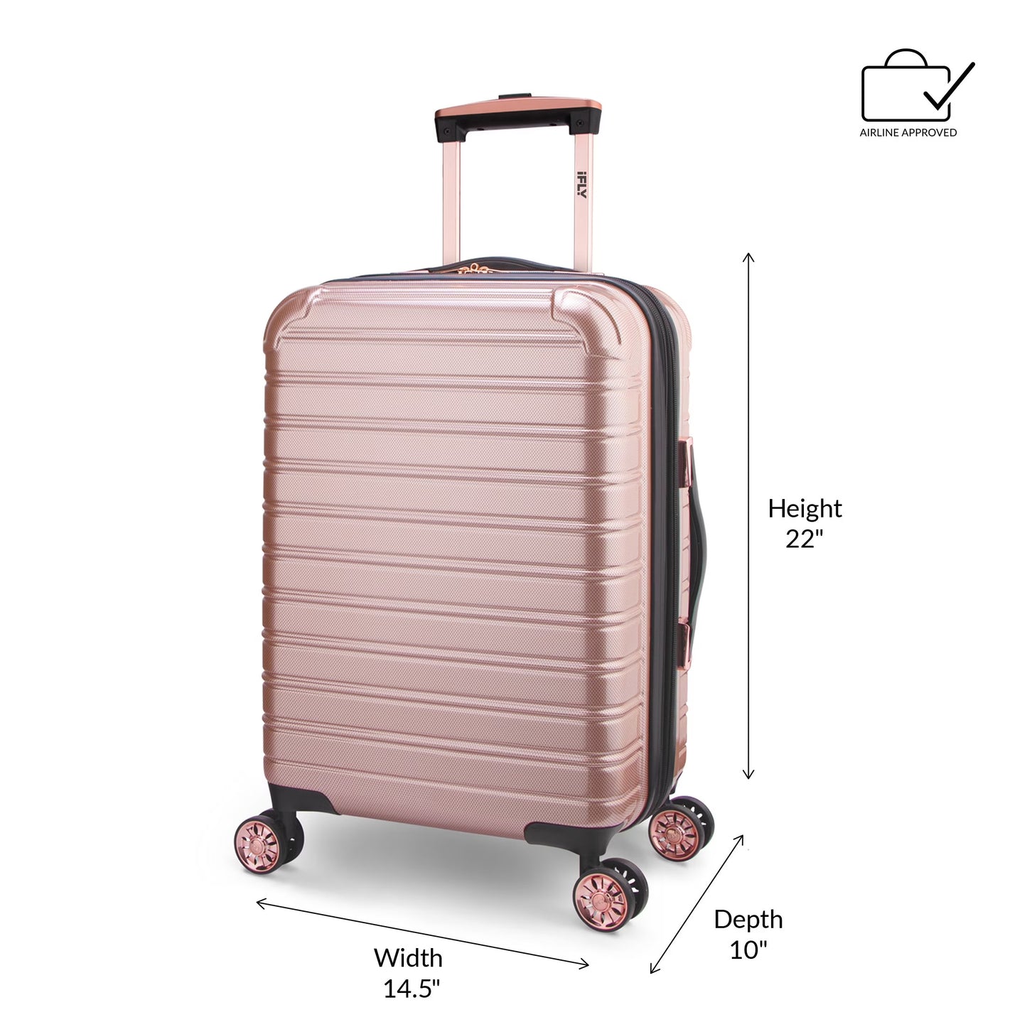 iFLY Fibertech 3-Piece Luggage Set - Rose Gold