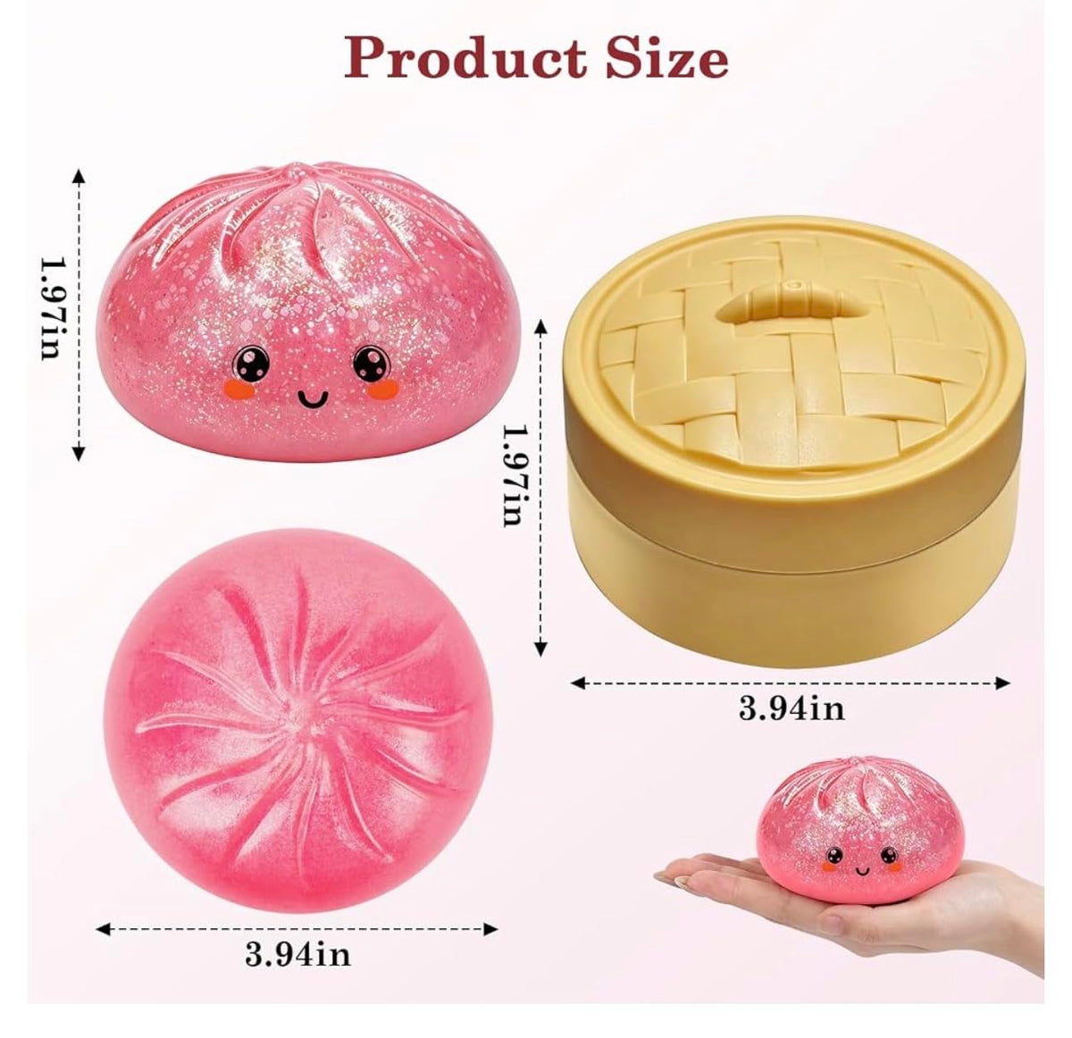Squishy Dumpling Stress Relief Toy with Steamer Box