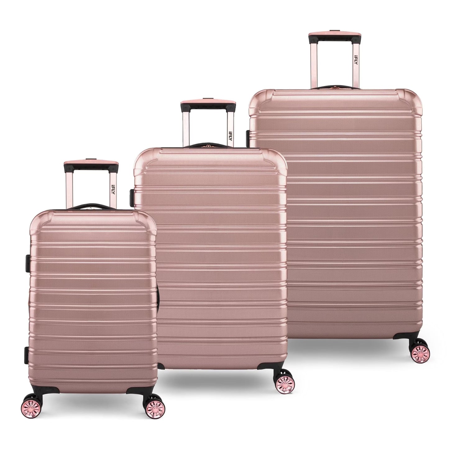 iFLY Fibertech 3-Piece Luggage Set - Rose Gold
