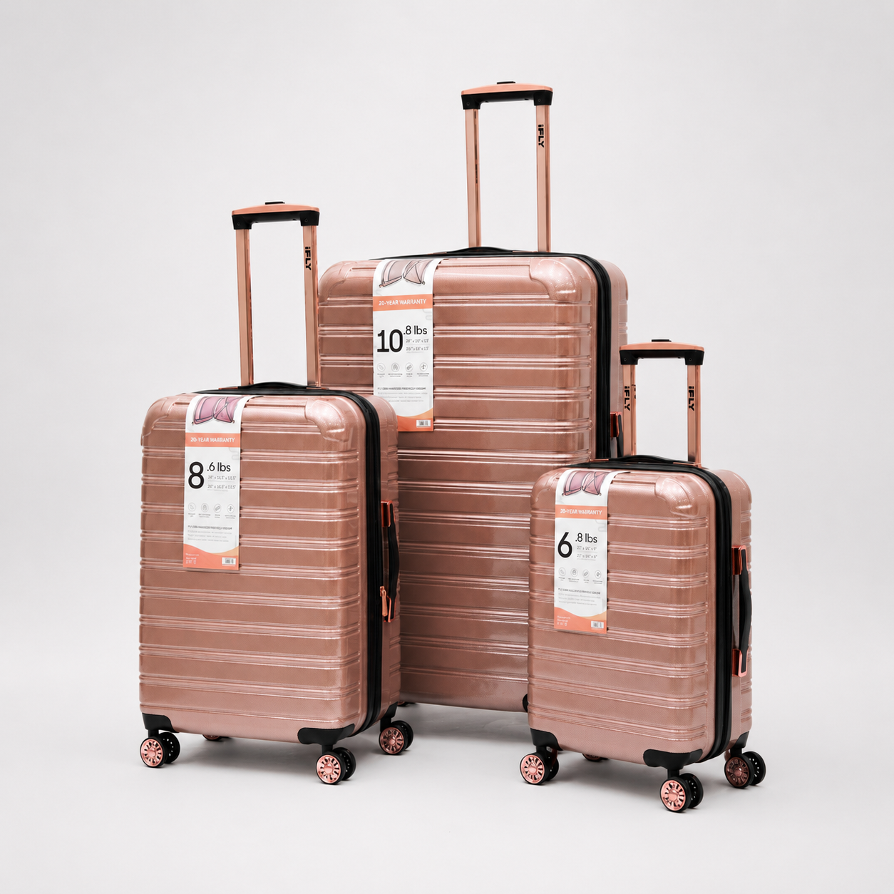 iFLY Fibertech 3-Piece Luggage Set - Rose Gold